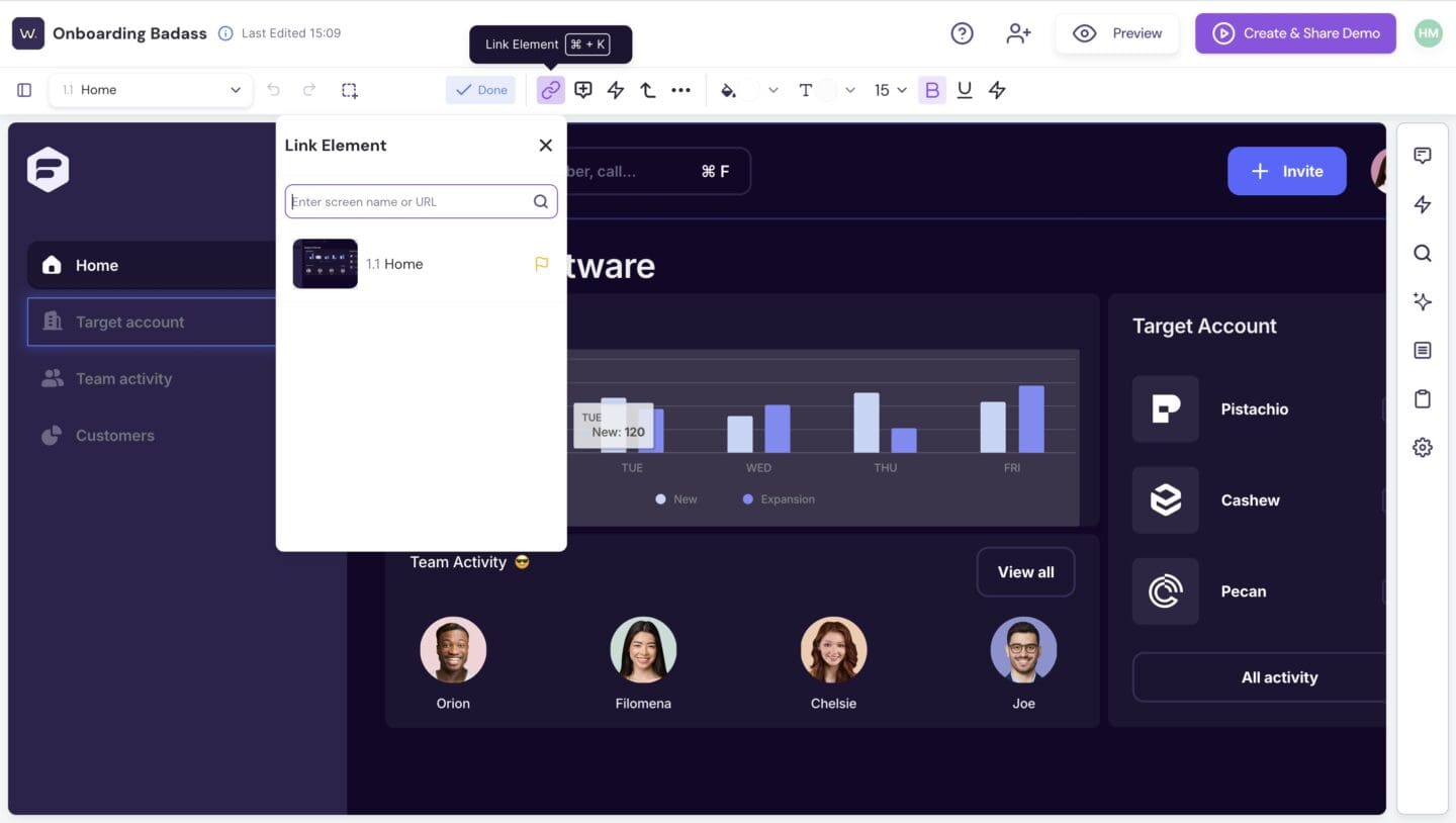link element to any part of your demo