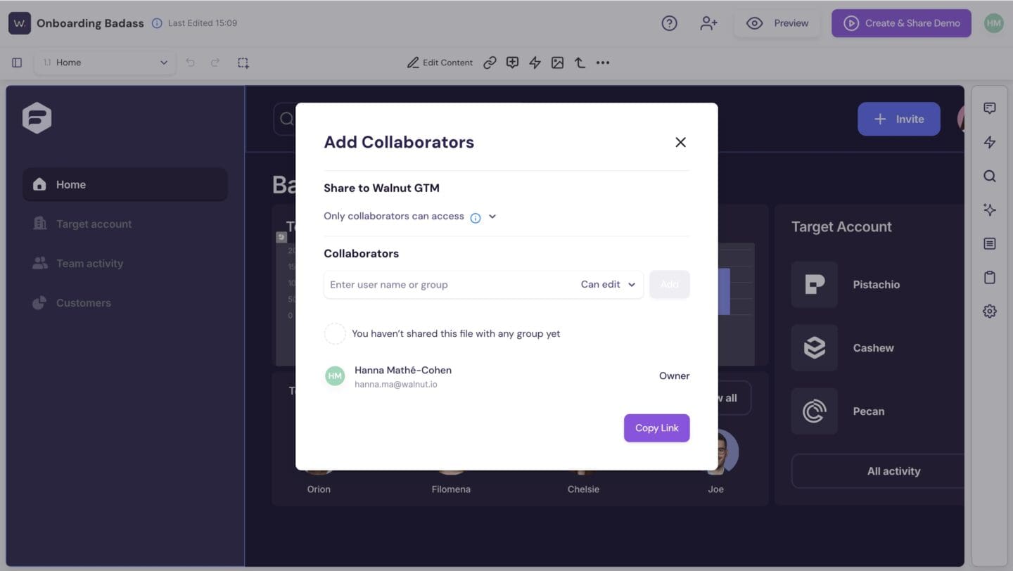 Share your demo with Walnut