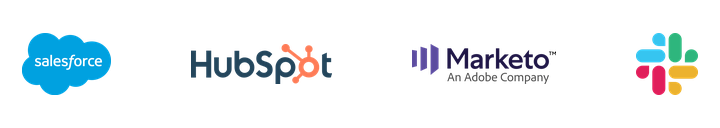 Salesforce, HubSpot, Marketo and Slack logos